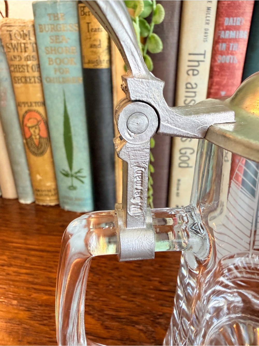 Vintage West German Beer Stein with Clipper Ship Pewter and Glass - Picture 6 of 12